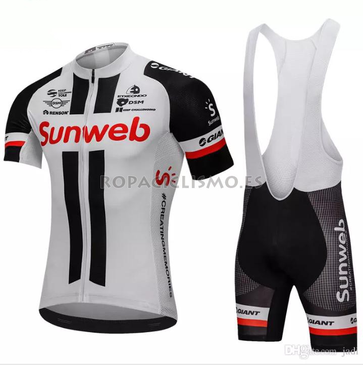 2018 Maillot Sunweb Tirantes Mangas Cortas Gris Y Negro